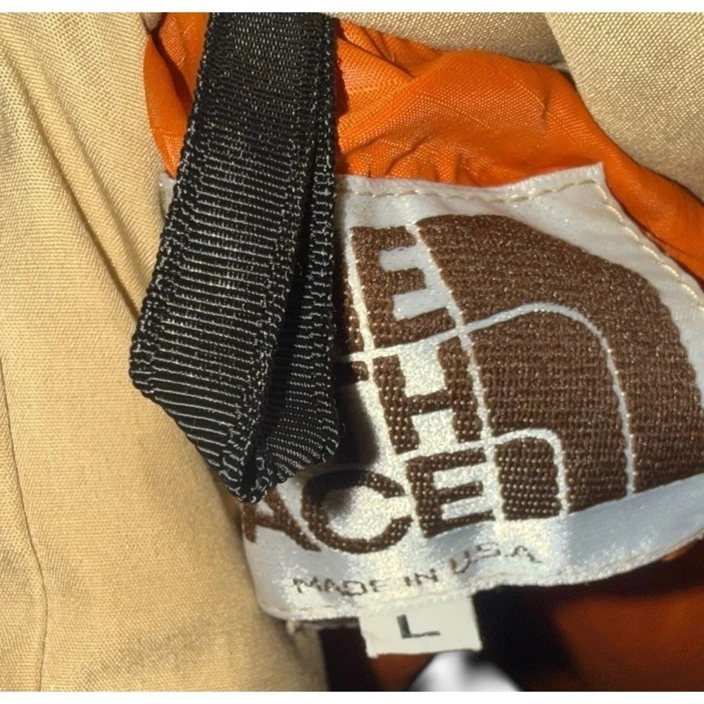 Vintage 70-80s The North Face Goose Down Vest Beige Orange USA Puffer Bwn Tag L